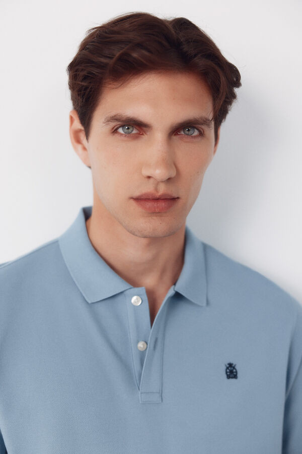 Cortefiel Polo b&aacute;sico piqu&eacute; Azul