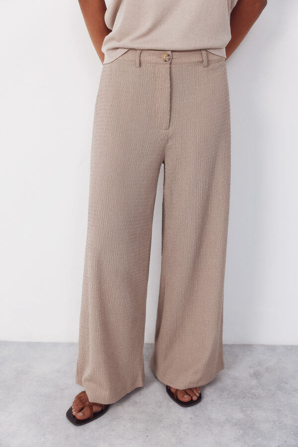 Cortefiel Pantal&oacute;n fluido con textura Beige