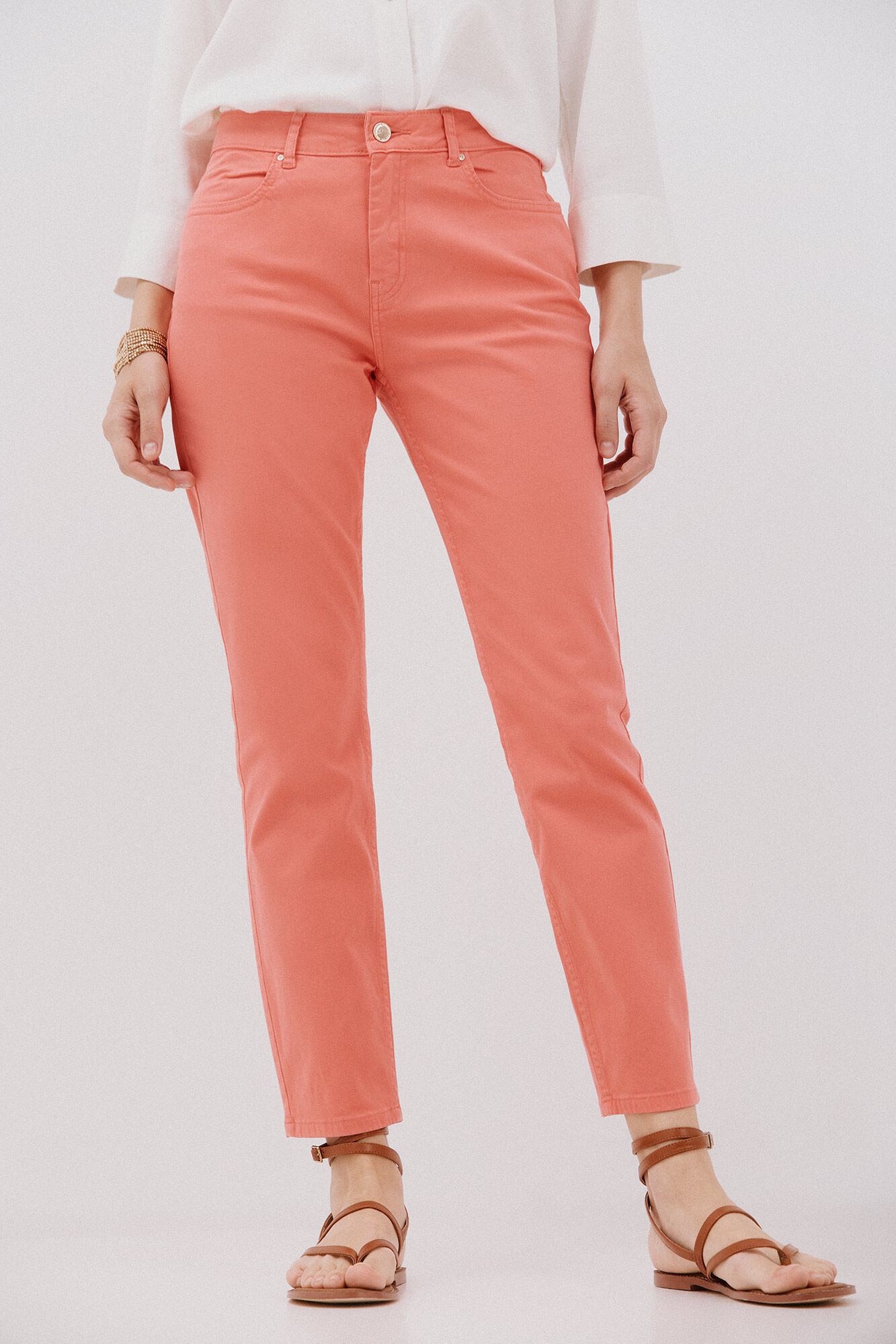 Cortefiel Pantalones pitillo crop color