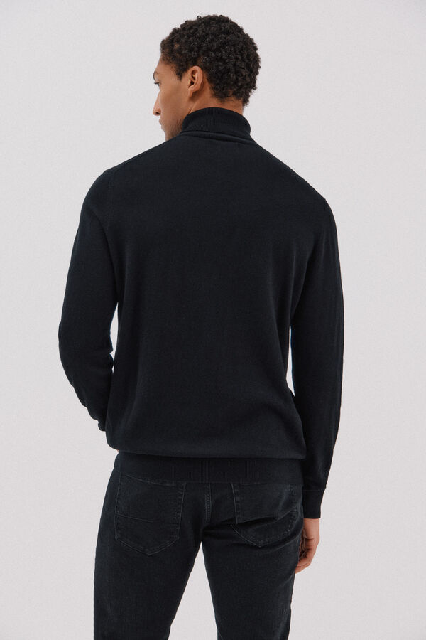 Cortefiel Su&eacute;ter de algod&oacute;n cashmere cuello alto Negro
