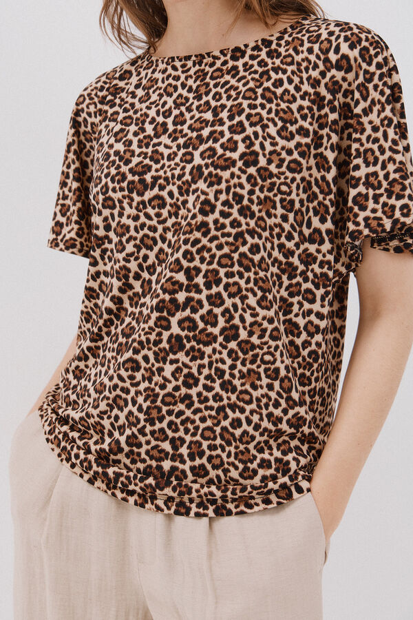 Cortefiel Playera b&aacute;sica fluida Estampado marr&oacute;n