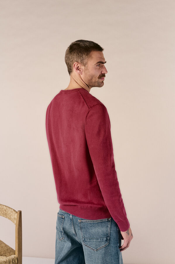 OOTO Jersey cuello redondo algod&oacute;n lavado Granate