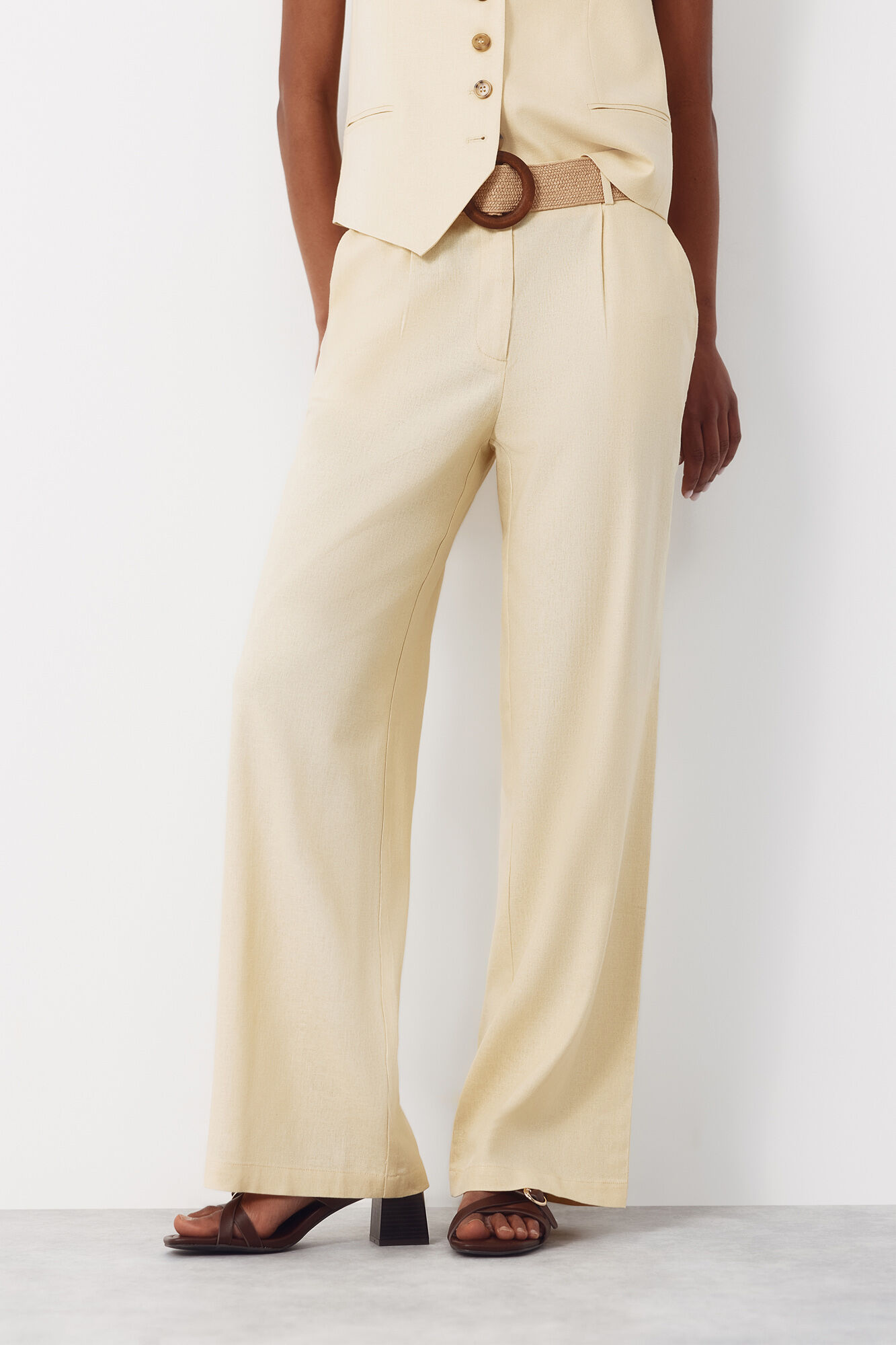 Cortefiel Pantal&oacute;n ancho de lino