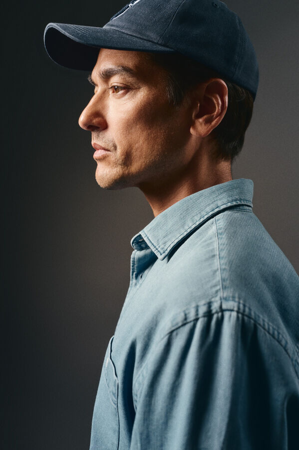 OOTO Camisa vaquera tejido espiga Azul