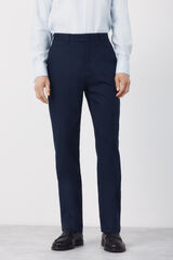Cortefiel Pantal&oacute;n traje coordinado mezcla lino Azul marino