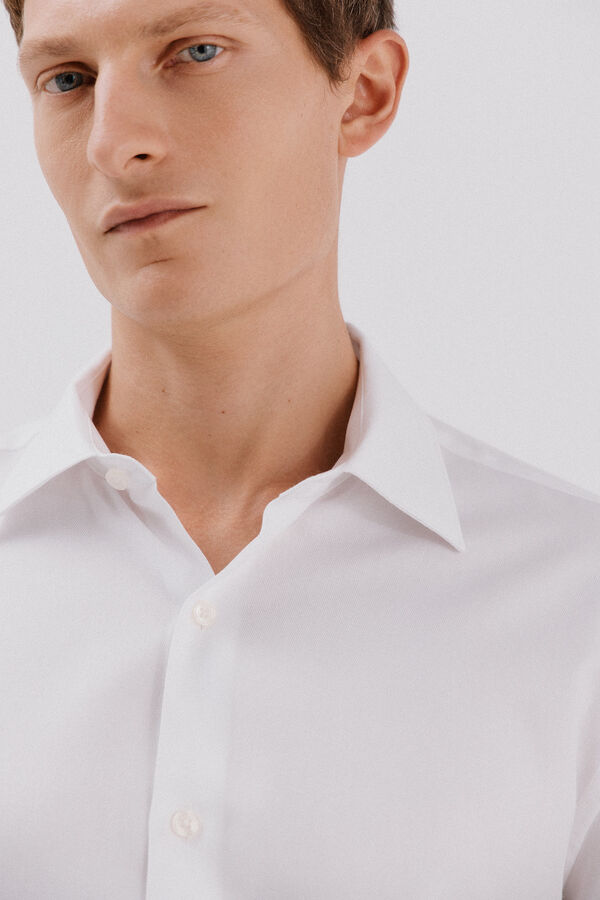 Cortefiel Camisa de vestir de twill f&aacute;cil planchado Blanco