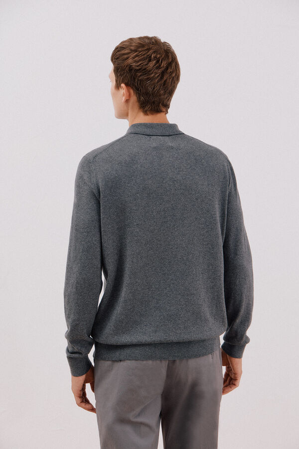 Cortefiel Su&eacute;ter algod&oacute;n cashmere cuello redondo ajustado Gris