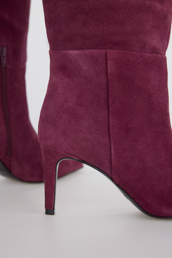 Slowlove Bota alta de serraje Granate