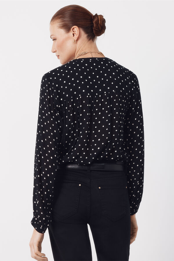 Cortefiel Blusa de cuello redondo Estampado gris