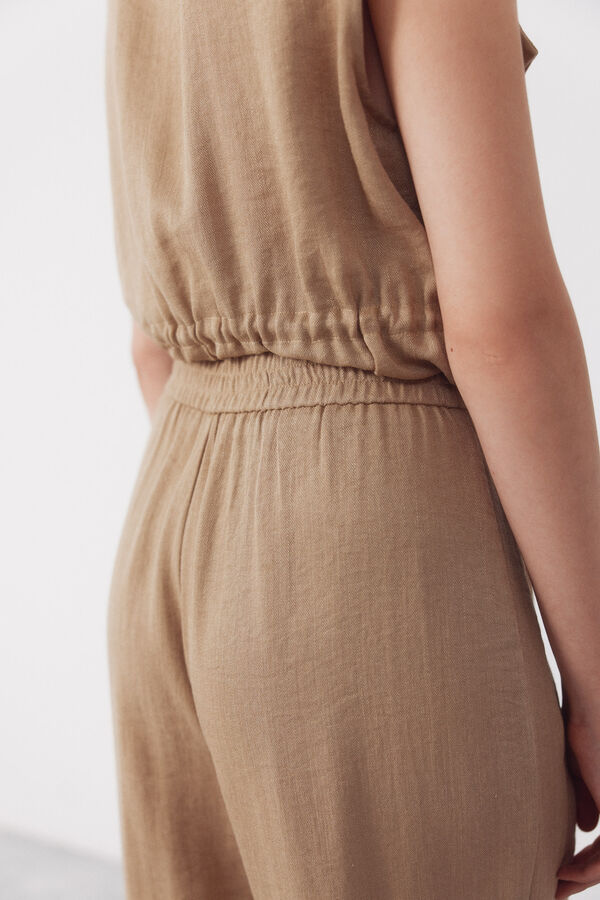 Cortefiel Pantal&oacute;n fluido de doble pinza Arena