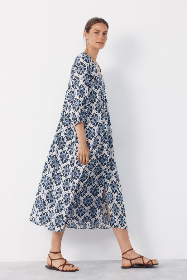 Cortefiel Vestido largo Estampado azul