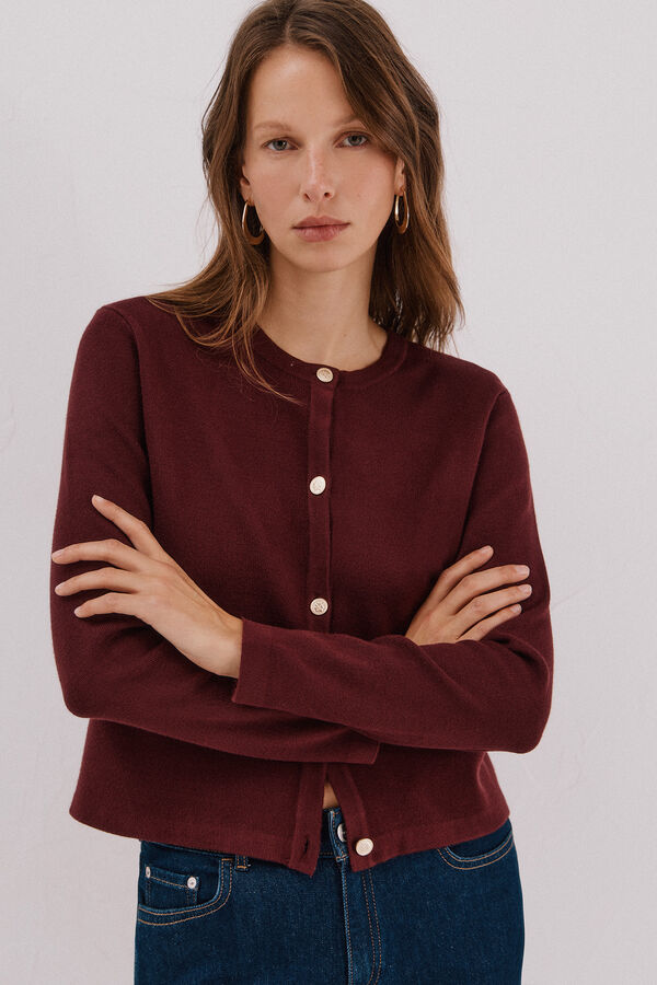 Cortefiel Chaqueta b&aacute;sica tejido Vino