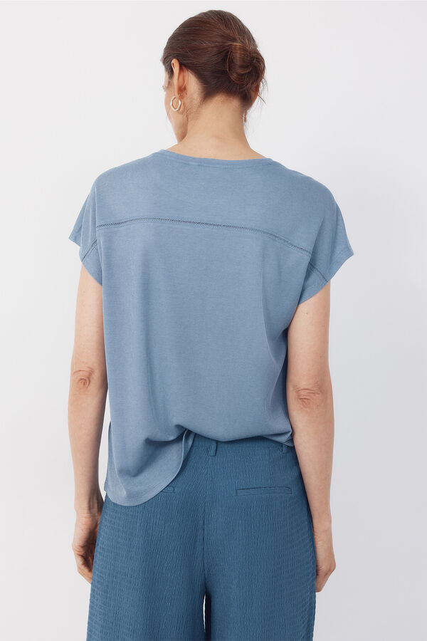 Cortefiel Playera con vainicas Azul