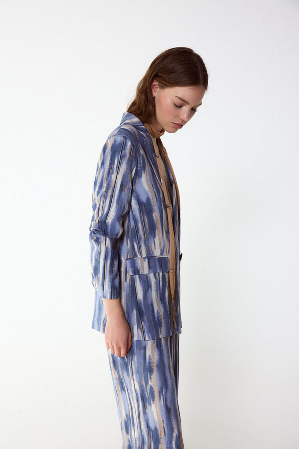 Slowlove Chamarra blazer estampada Estampado azul