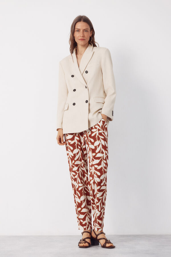 Cortefiel Pantal&oacute;n fluido con textura Estampado marr&oacute;n
