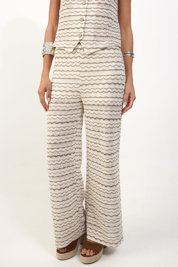 Slowlove Pantal&oacute;n de tejido Estampado marr&oacute;n