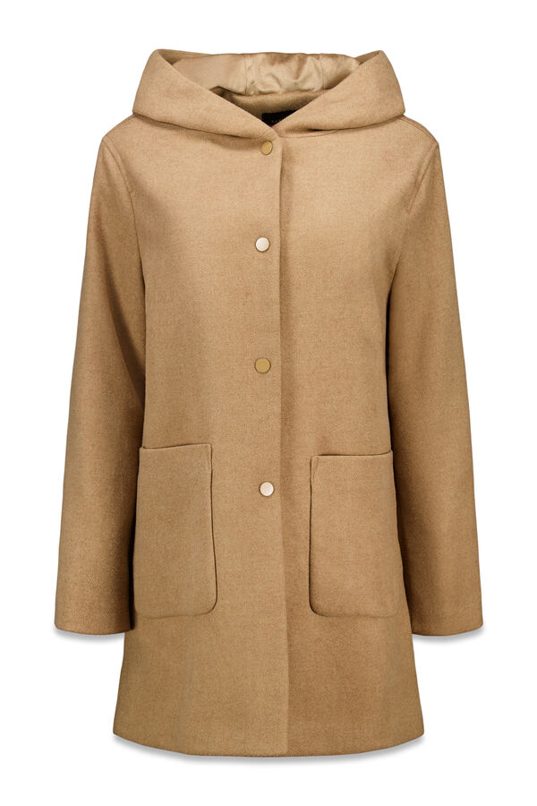 Cortefiel Abrigo de pa&ntilde;o con capucha Beige