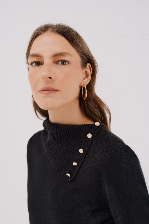 Cortefiel Su&eacute;ter cuello redondo con botones Negro