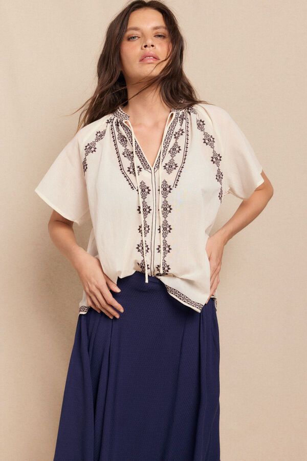 Slowlove Blusa con bordados Blanco