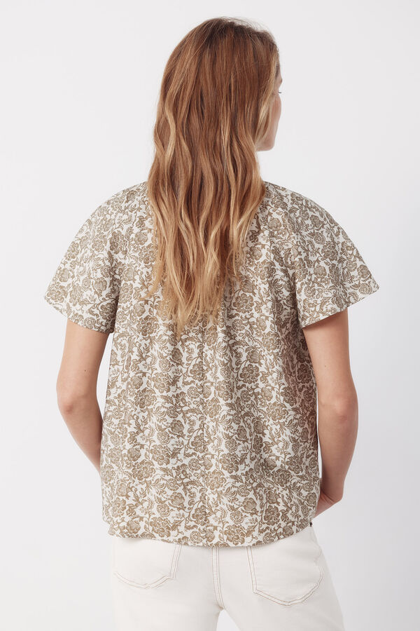 Cortefiel Blusa manga rangl&aacute;n Estampado verde