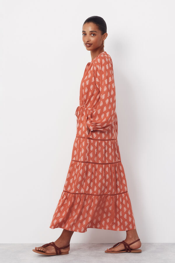 Cortefiel Vestido estampado Estampado beige