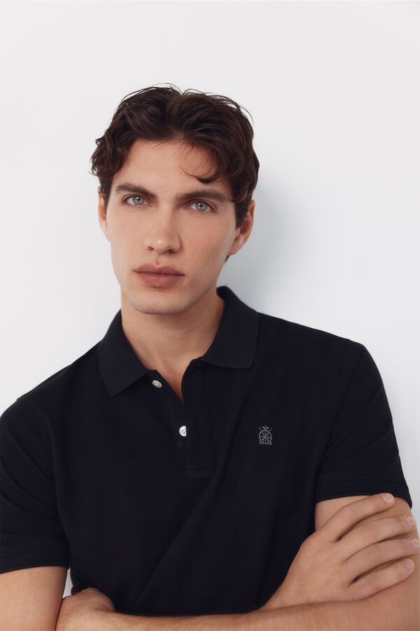 Cortefiel Polo b&aacute;sico piqu&eacute; slim Negro