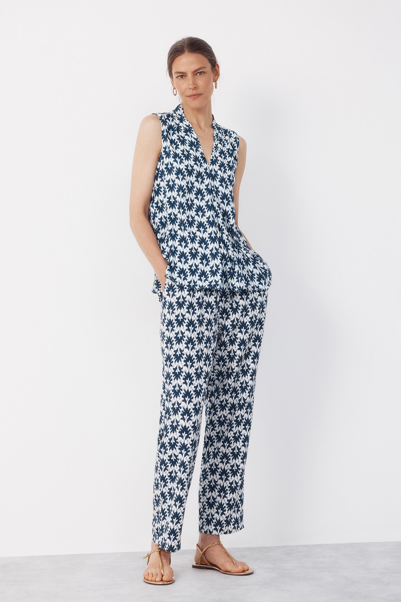 Cortefiel Pantal&oacute;n fluido estampado