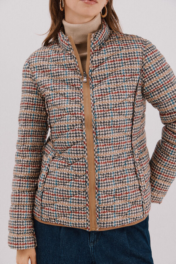Cortefiel Chamarra reversible plumas Beige