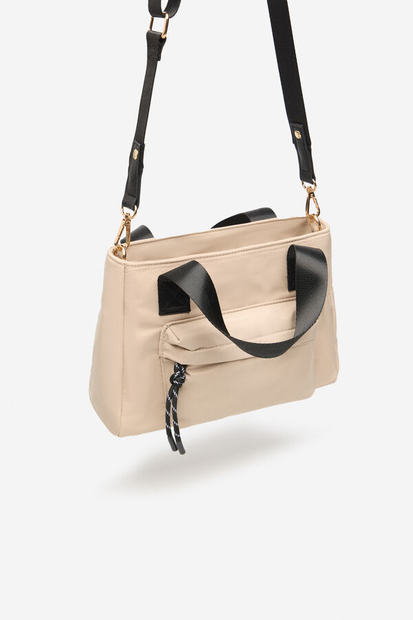 Cortefiel Bolsa shopper de nylon con bolsillo Arena