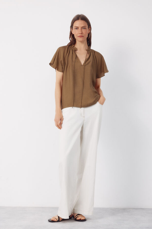 Cortefiel Blusa manga rangl&aacute;n Kaki