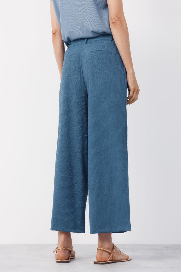 Cortefiel Pantal&oacute;n fluido con textura Azul