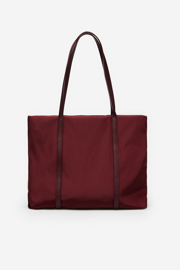 Cortefiel Bolsa shopper de nylon con logo gris Granate