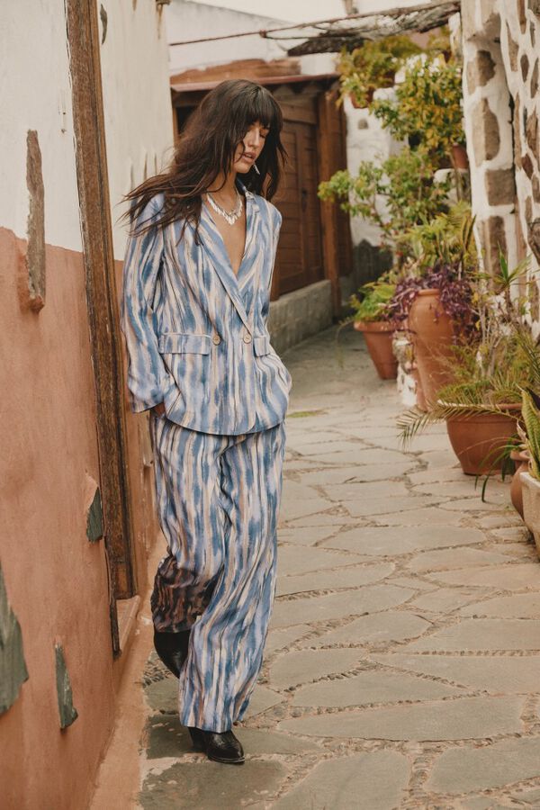 Slowlove Chamarra blazer estampada Estampado azul