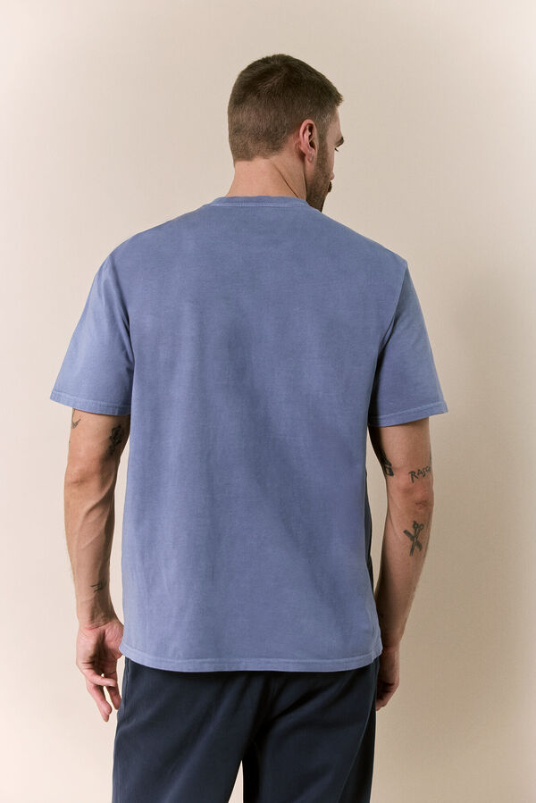 OOTO Camiseta lavada manga corta logo Azul