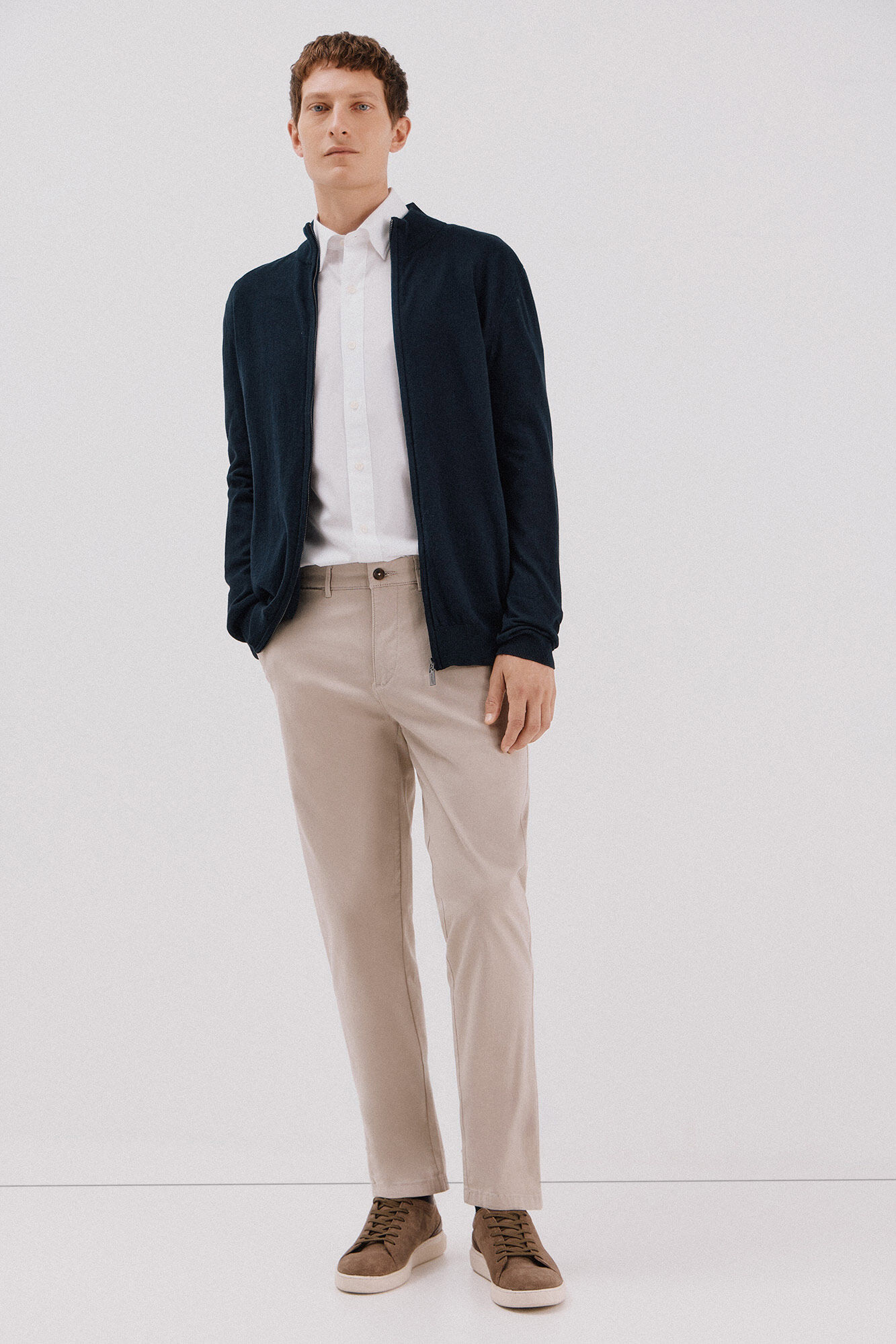 Cortefiel C&aacute;rdigan de algod&oacute;n con cashmere cierre de cremallera