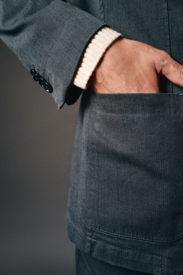 OOTO Americana traje algod&oacute;n coordinado Azul marino