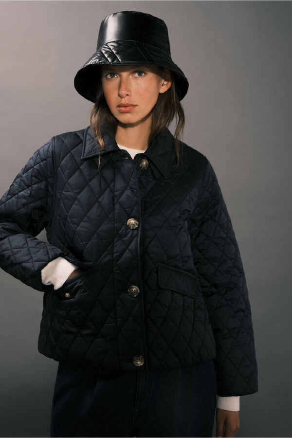 Cortefiel Anorak acolchado con botones Azul marino