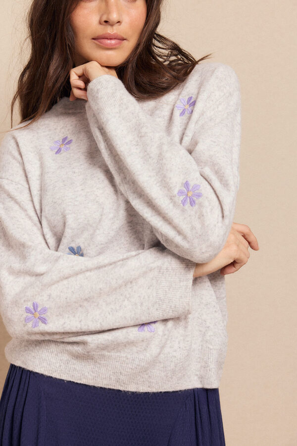 Slowlove Su&eacute;ter bordado Gris