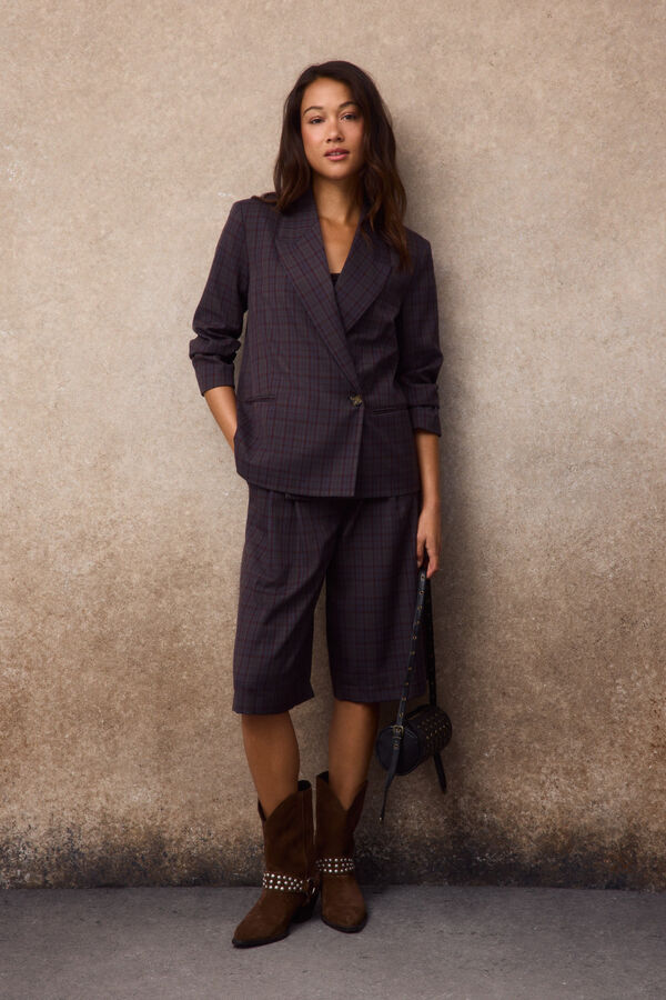 Slowlove Blazer a cuadros Estampado marr&oacute;n