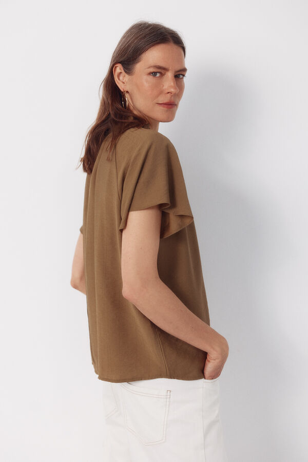 Cortefiel Blusa manga rangl&aacute;n Kaki