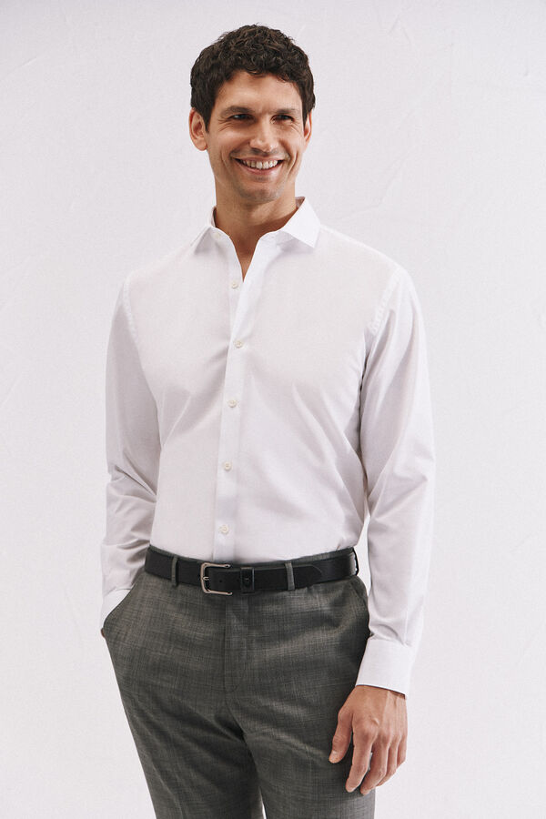 Cortefiel Camisa vestir otom&aacute;n slim fit f&aacute;cil plancha Blanco