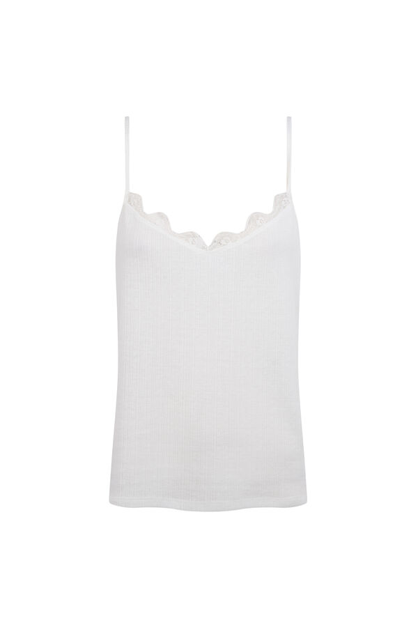Slowlove Top tirantes detalle blonda Marfil