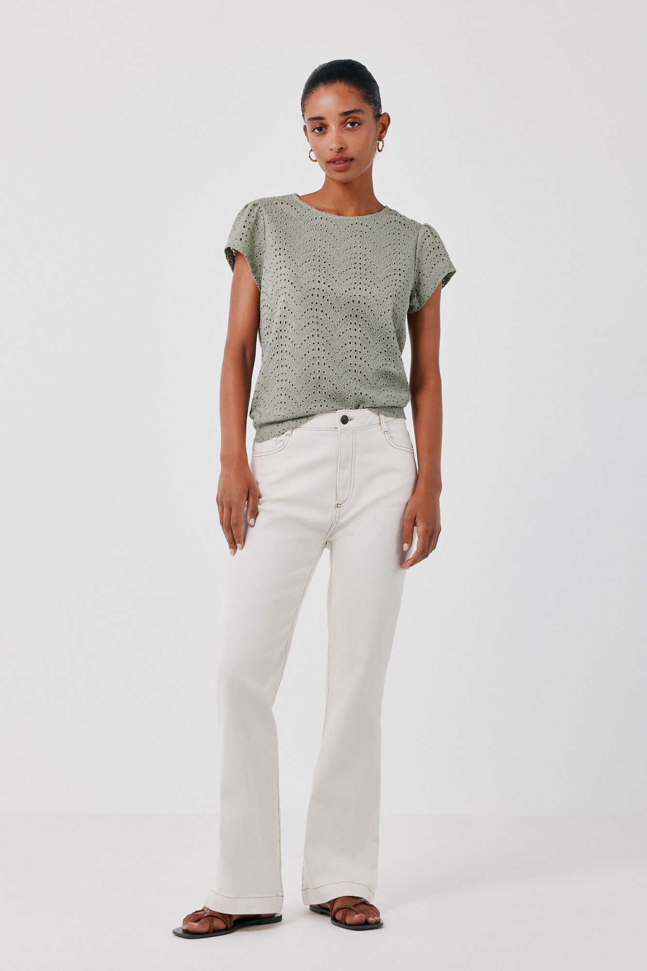 Cortefiel Playera de crochet bordado