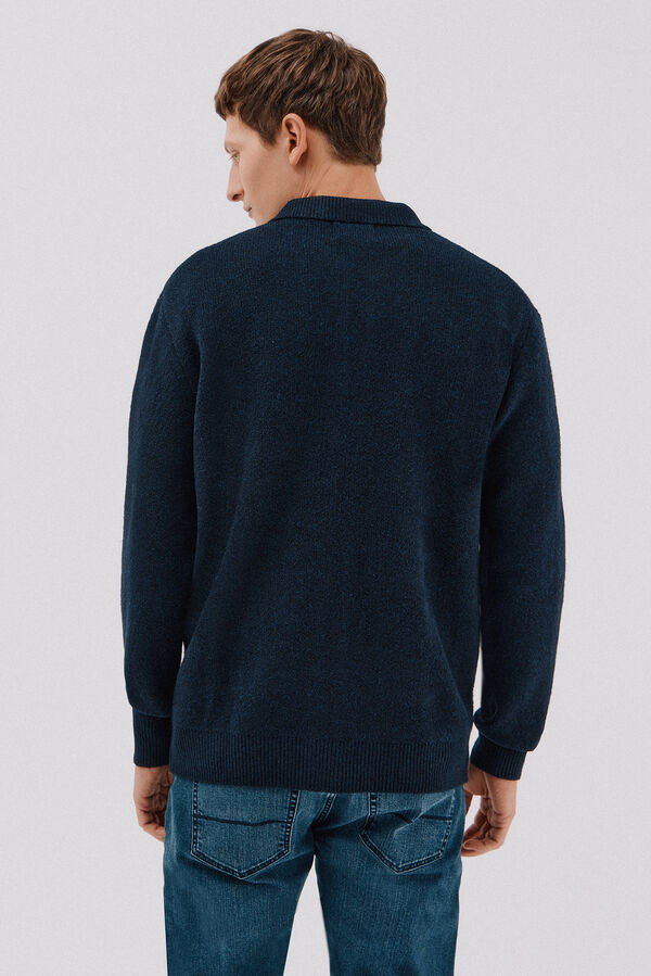 Cortefiel C&aacute;rdigan de punto con textura y cierre de cremallera cuello polo Azul marino
