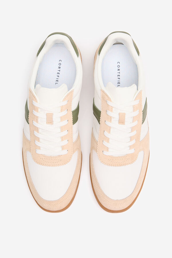 Cortefiel Zapatilla piel y textil Blanco