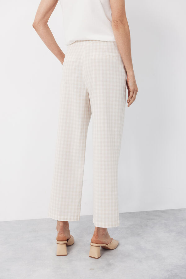 Cortefiel Pantal&oacute;n de estampado vichy Estampado blanco