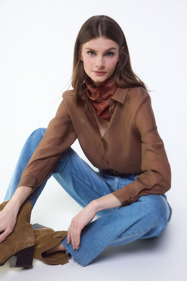 Slowlove Camisa de organza Marr&oacute;n