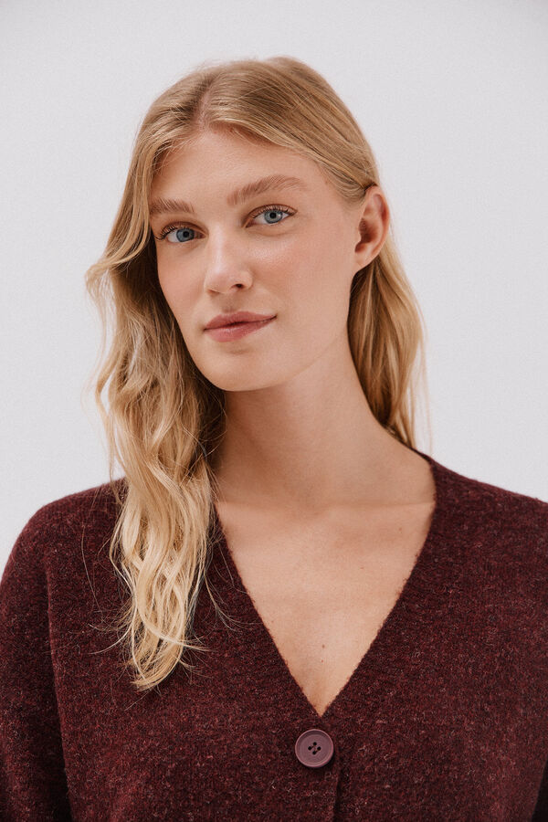 Cortefiel C&aacute;rdigan largo bolsillos Vino