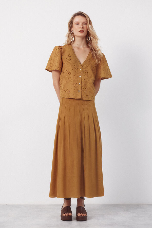 Cortefiel Blusa con bordados Amarillo