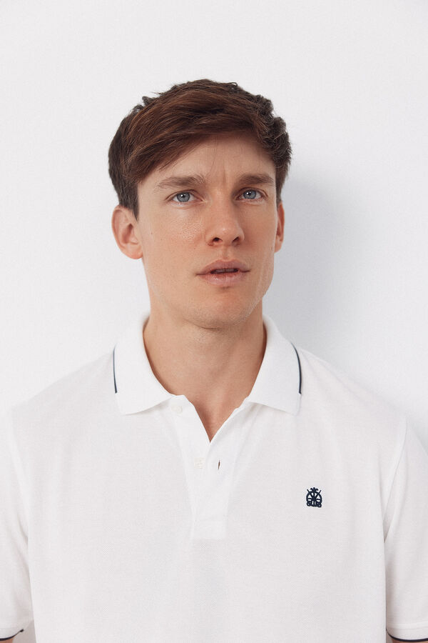 Cortefiel Polo COOLMAX&reg; cuello jacquard Blanco